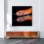 Square poster canvas mockup in modern living room with bureau. 3