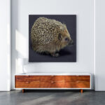 Square poster canvas mockup in modern living room with bureau. 3